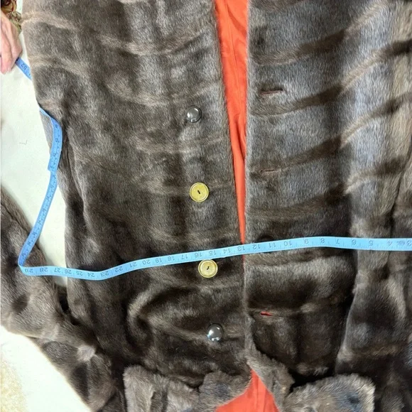 Elegant Brown Real Mink Fur Trench Coat